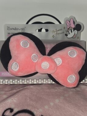 NEW..Minnie Mouse Plush Bow Headband - Pink & Black